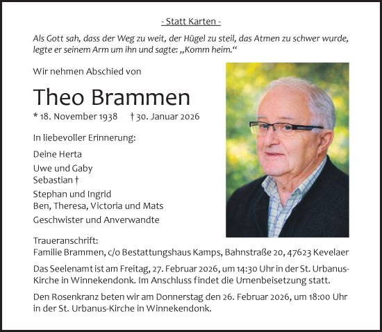 Traueranzeige von Theo Brammen von NNA